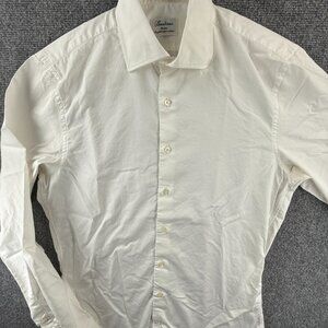 Stenstroms 15.5 Cotton Slimline Twofold Super White Button Up Shirt Solid Men